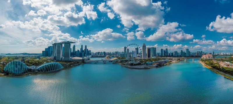 Aerial view of the Marina Bay area.