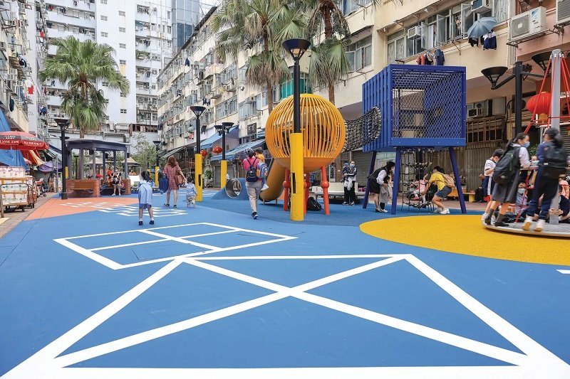 Yi Pei Square Playground transformed by young designers working with the community, led by non-profit group, Design Trust
